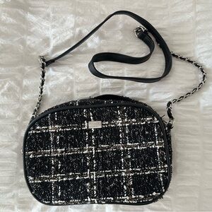 RODIER Black and White Plaid Crossbody Bag